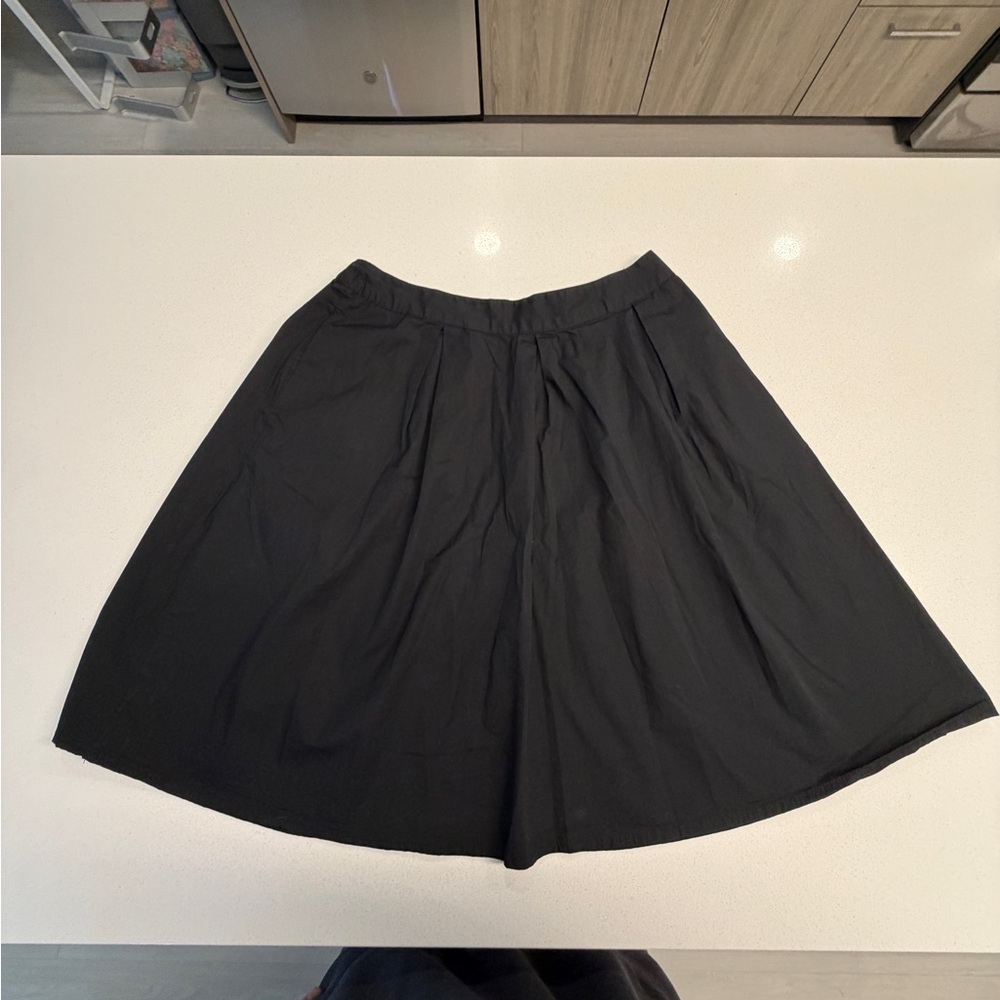 Target A New Day Black A-Line Cotton Skirt Elastic Waist W/ Pockets